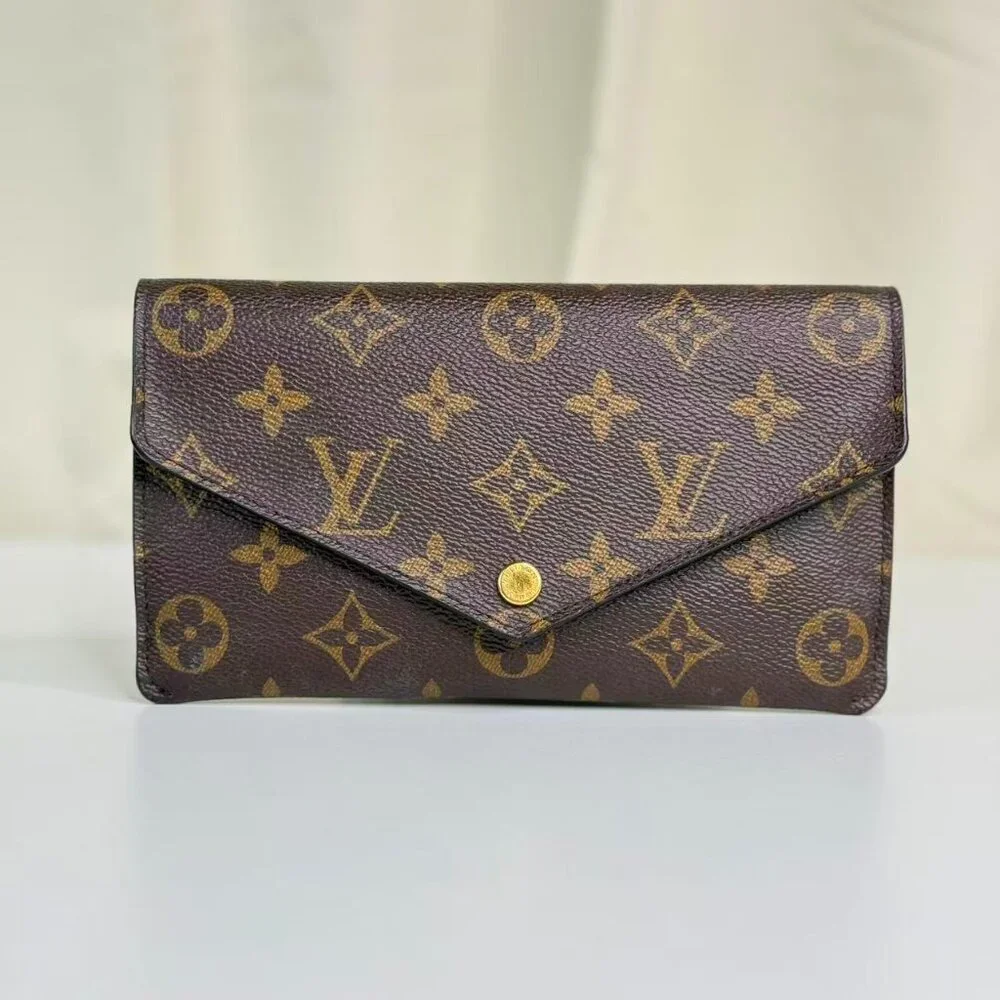 Louis Vuitton Monogram Canvas Wallet with Blue & Orange Accessories